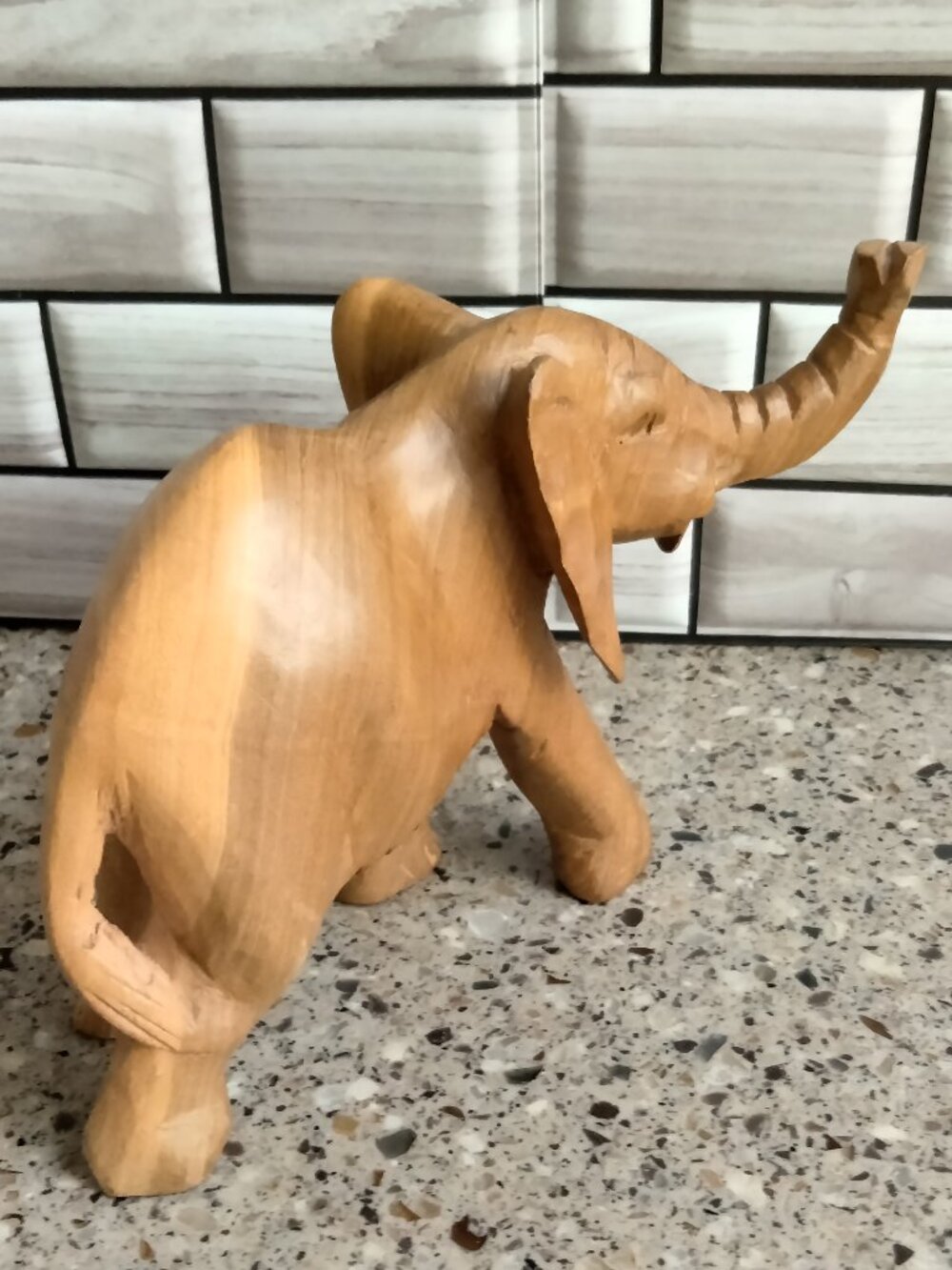 Vintage Hand Carved Solid Wood Elephant Statue - Picture 6 of 6